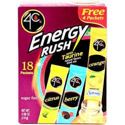 Lightly Carbonated Drink Mix- Energy Rush Variety with Taurine