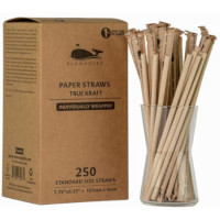 Standard Size Paper Straws- True Kraft, Individually Wrapped