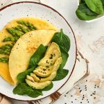 Asparagus and avocado spinach omelet for lazy keto diet