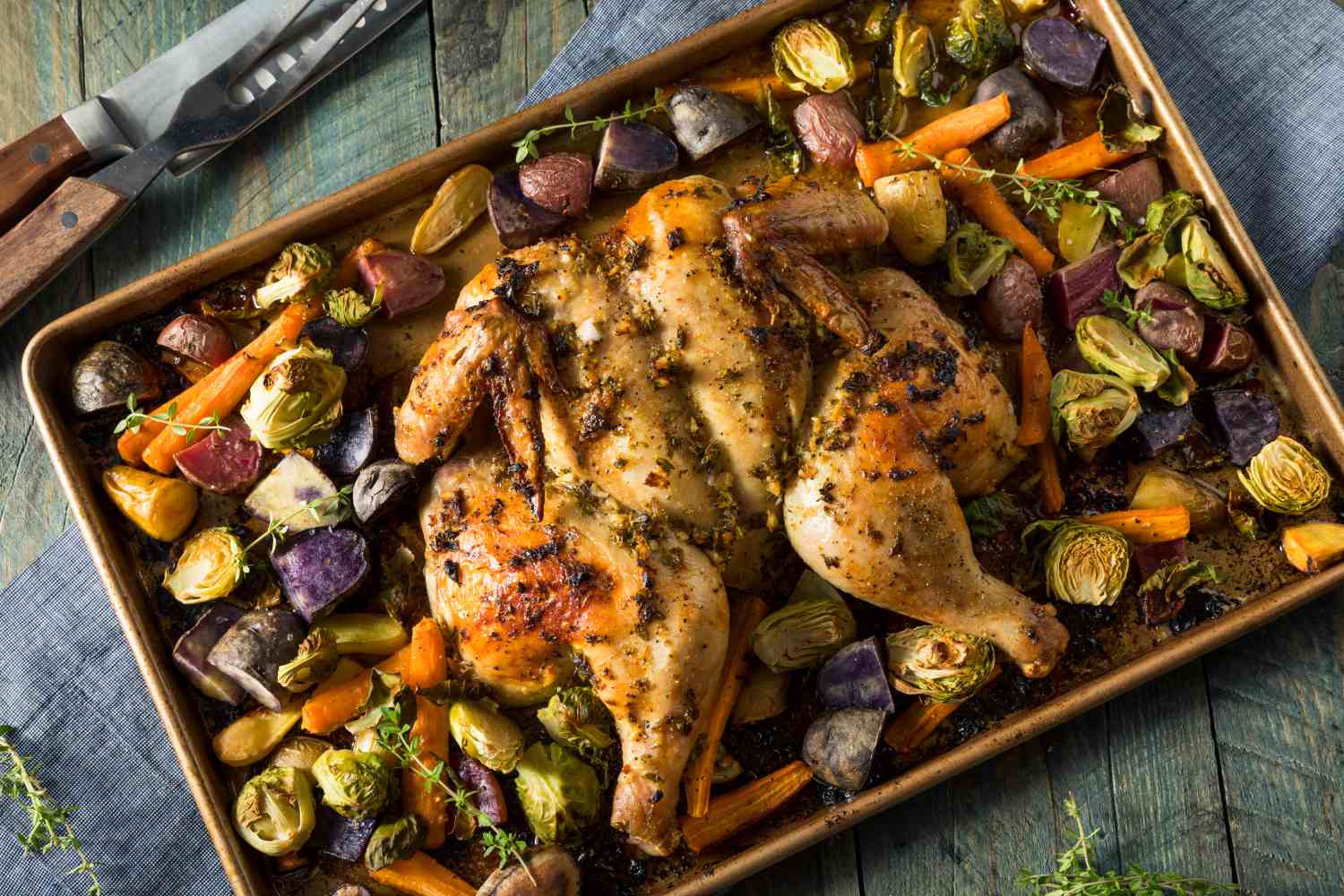 Spring sheet baked chicken with veggies